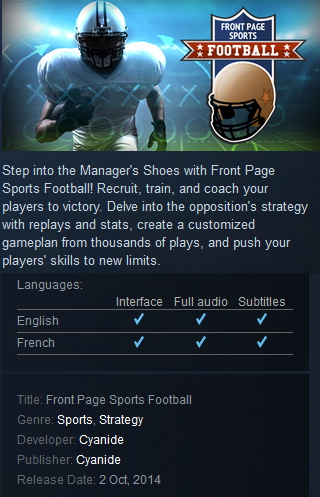 Front Page Sports Football Steam - Click Image to Close
